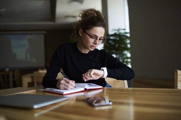 woman working from home managing distractions