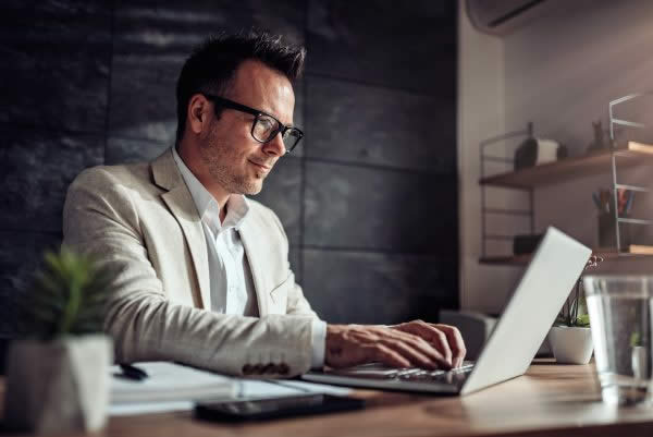 Businessman working on laptop