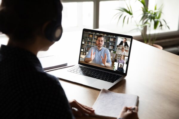 Businessman presenting virtually